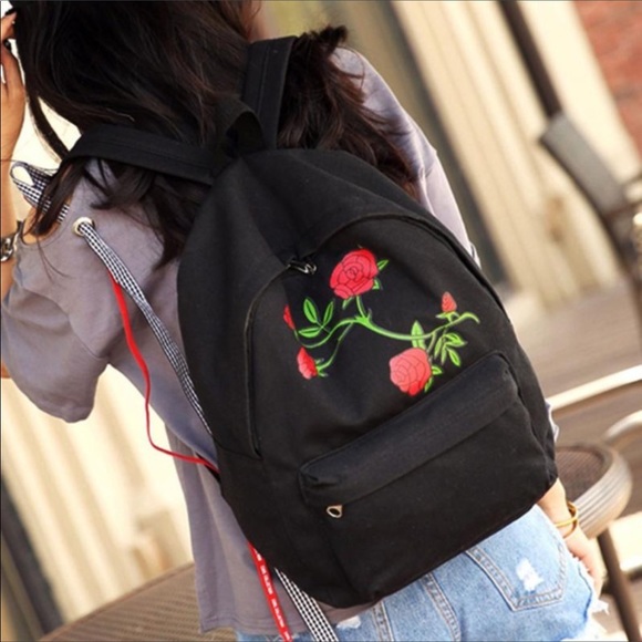 5⭐️RATED🎉HOST PICK🎉BLACK  EMBROIDERY BACKPACK - Picture 6 of 7
